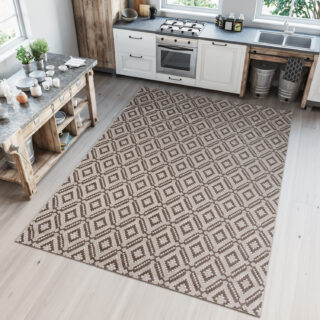 Vloerkleed Capri Bruin Sisal Geruit Mozaïek Indoor Outdoor Design