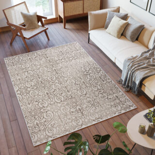 Vloerkleed Capri Creme Sisal Bloemen Indoor Outdoor Design