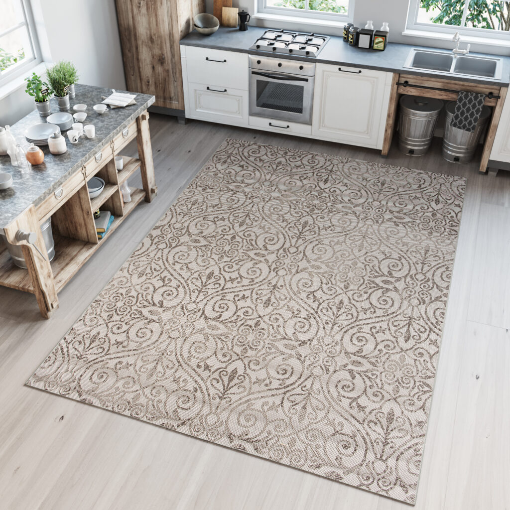 Vloerkleed Capri Creme Sisal Bloemen Indoor Outdoor Design