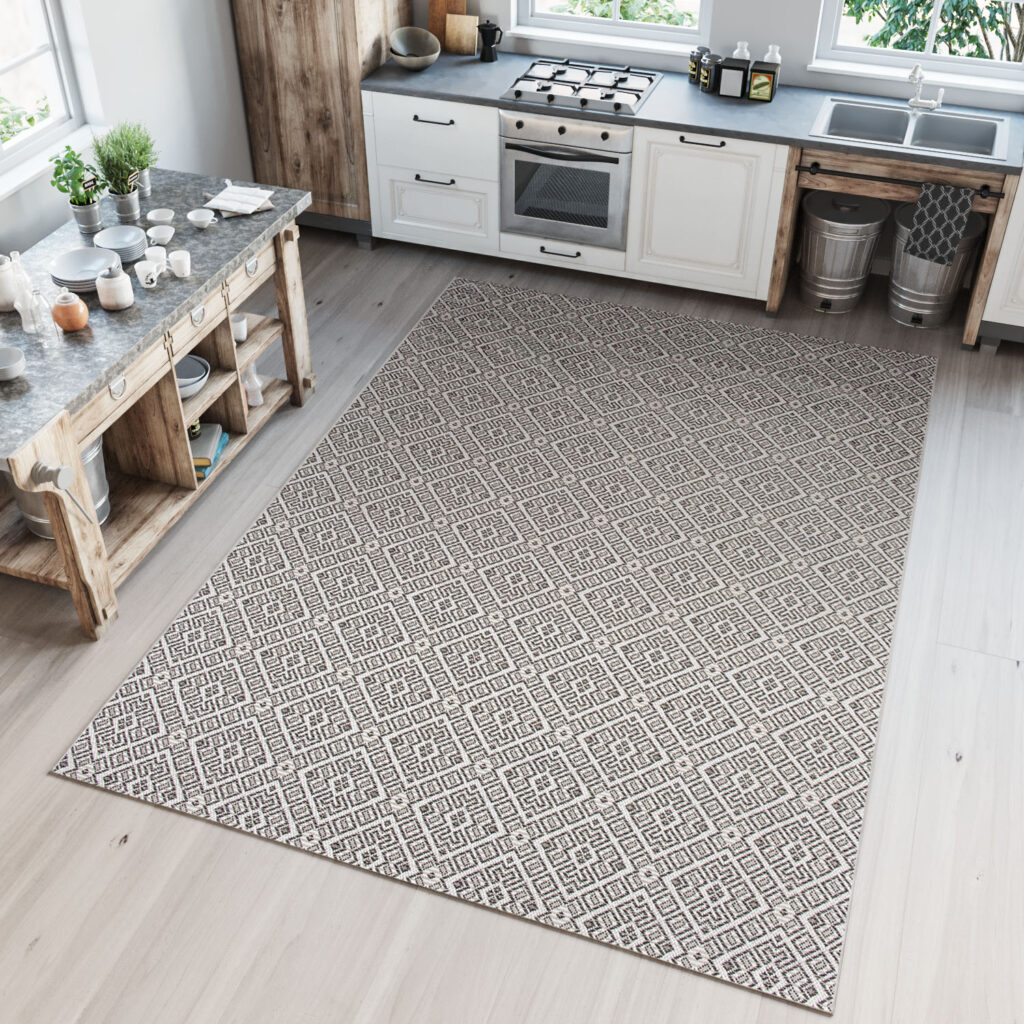 Vloerkleed Capri Bruin Sisal Mozaïek Geometrisch Indoor Outdoor Design