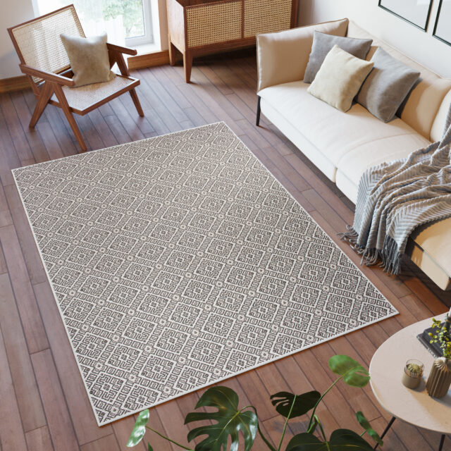 Vloerkleed Capri Bruin Sisal Mozaïek Geometrisch Indoor Outdoor Design