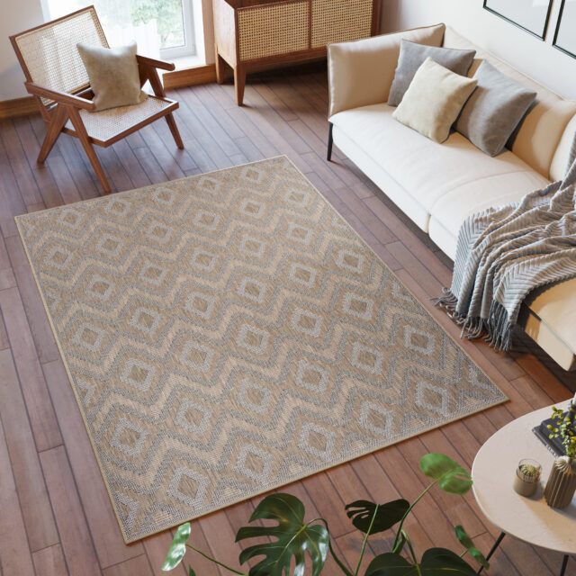 Vloerkleed Capri Bruin Sisal Vintage Boho Indoor Outdoor Design