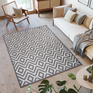 Vloerkleed Capri Grijs Creme Sisal Zigzag Indoor Outdoor Design