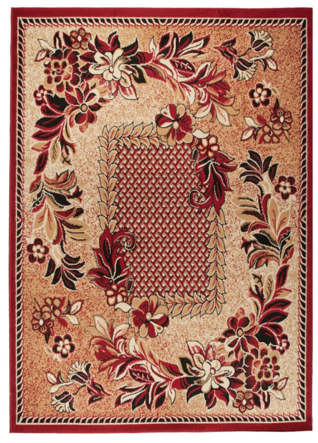 Vloerkleed Atlas Beige Rood Modern Gebloemd