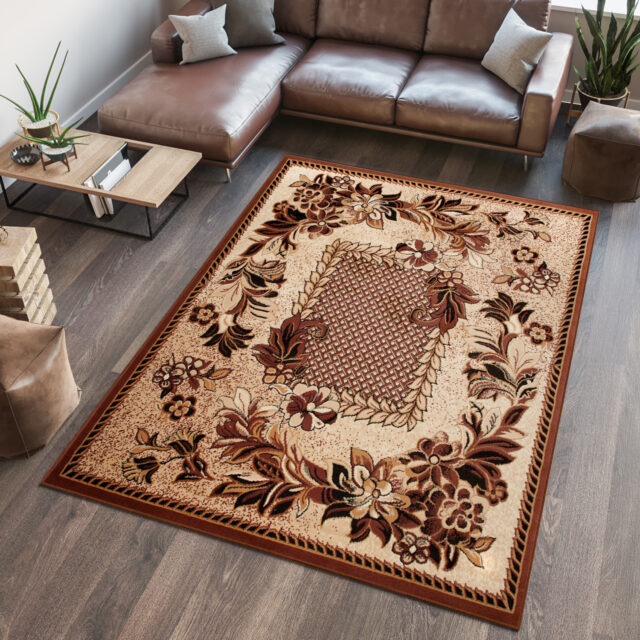 Vloerkleed Atlas Beige Bruin Modern Gebloemd