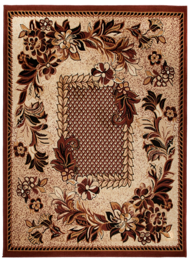 Vloerkleed Atlas Beige Bruin Modern Gebloemd