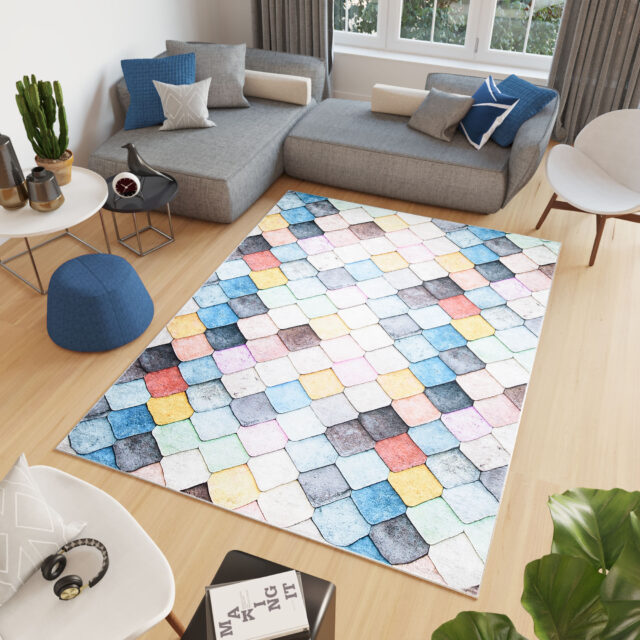 Vloerkleed Toscana Geometrisch Pasteltint Vierkanten