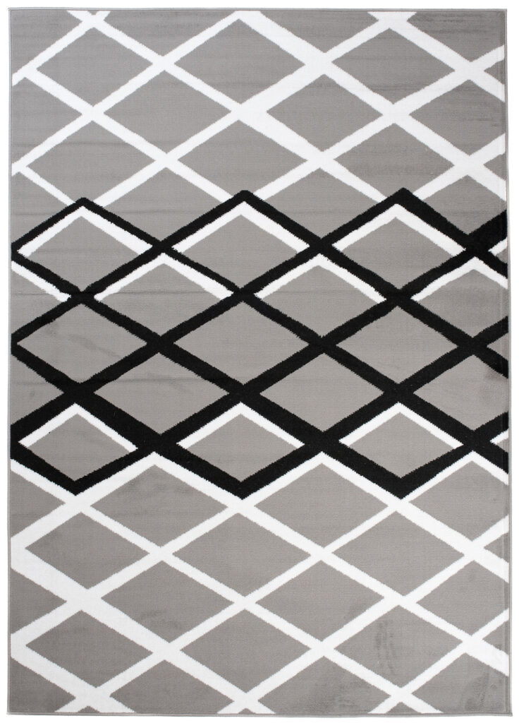 Vloerkleed Luxury Grijs Zwart Geometrisch Geruit