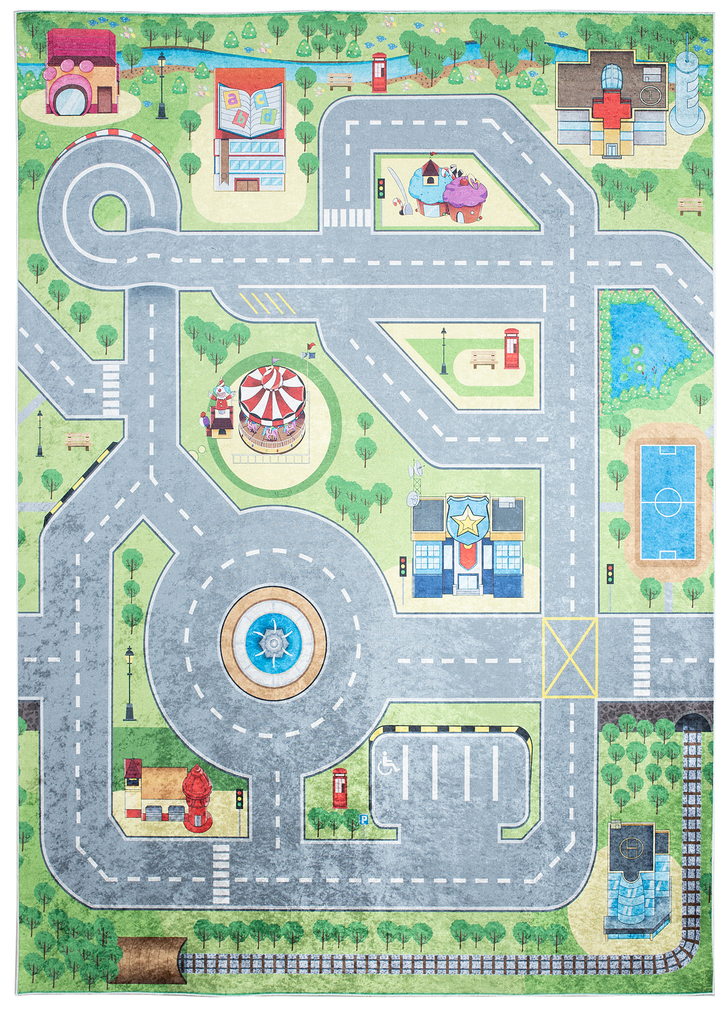 Vloerkleed Emma Antislip Wasbaar Groen Grijs Straat