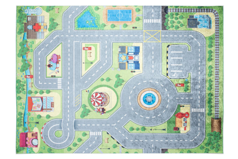 Vloerkleed Emma Antislip Wasbaar Groen Grijs Straat