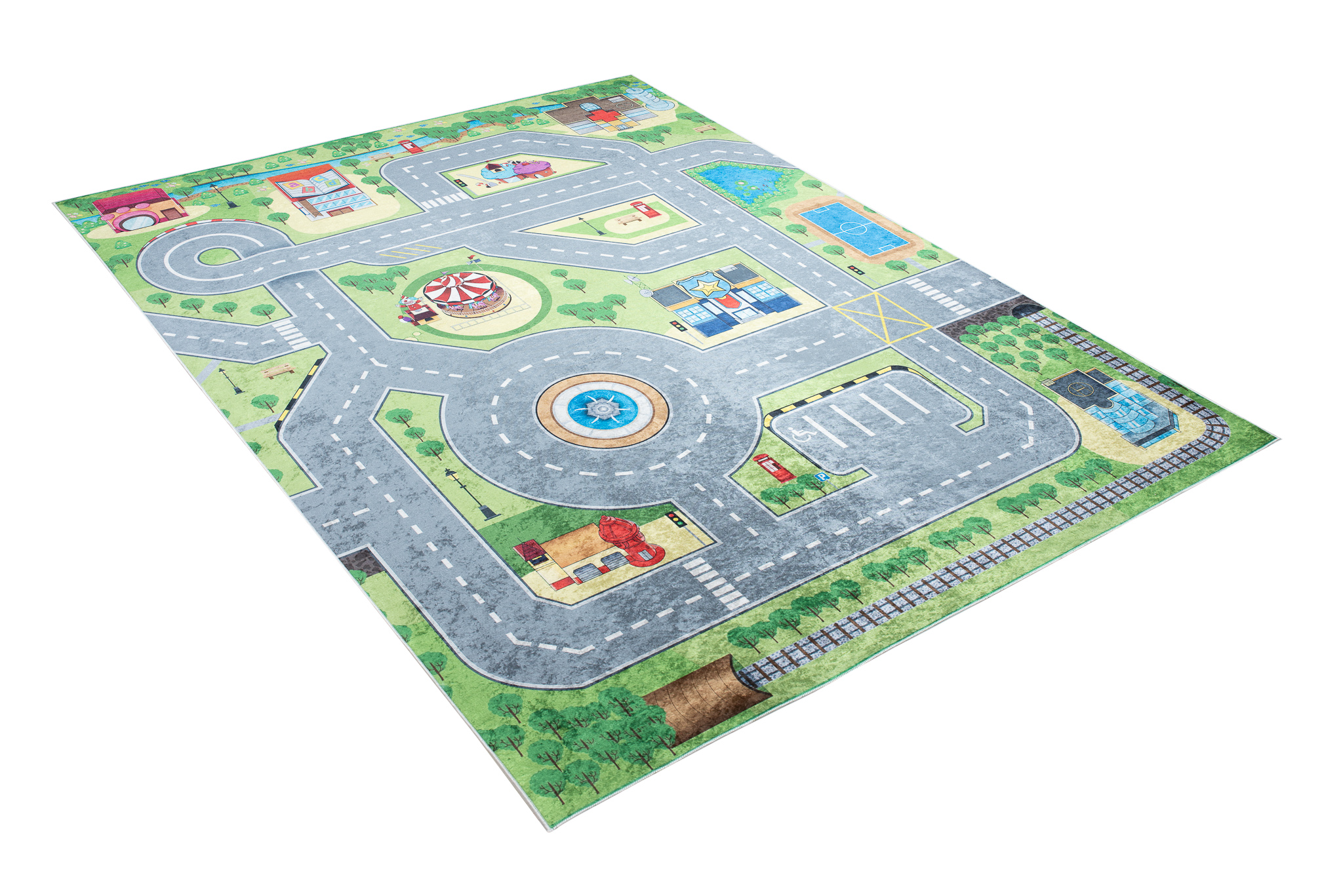 Vloerkleed Emma Antislip Wasbaar Groen Grijs Straat