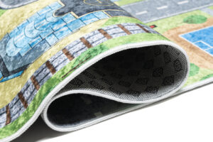 Vloerkleed Emma Antislip Wasbaar Groen Grijs Straat