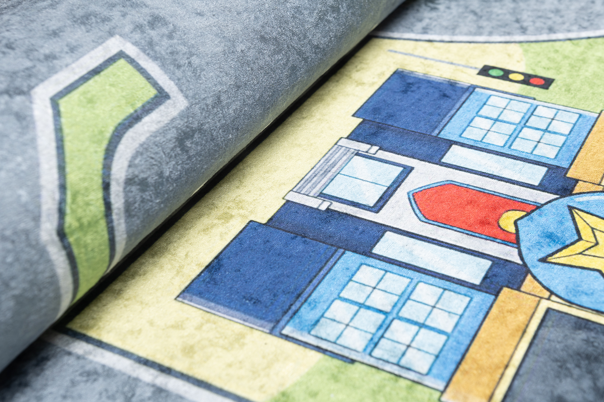 Vloerkleed Emma Antislip Wasbaar Groen Grijs Straat