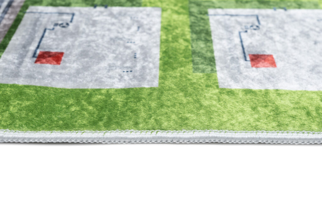 Vloerkleed Emma Kinderkamer Groen Grijs Stad Antislip