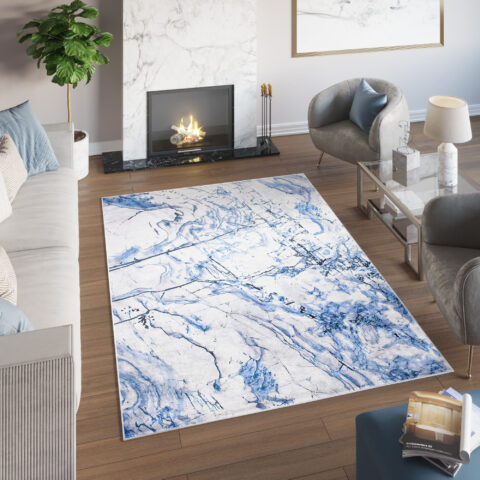 Vloerkleed Toscana Abstract Blauw Grijs