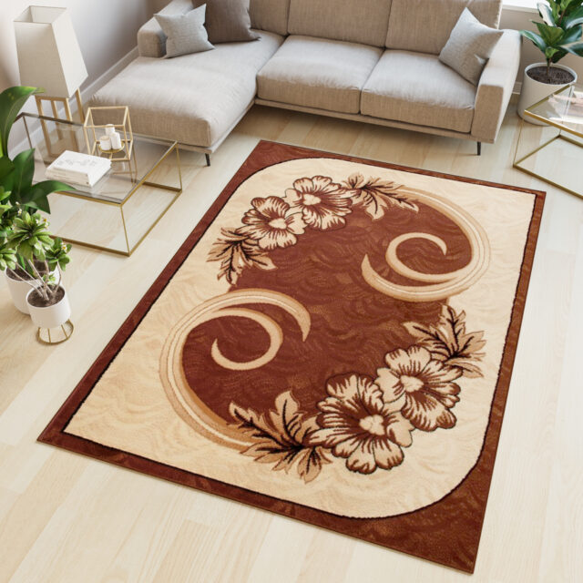Vloerkleed Atlas Bruin Beige Klassiek Gebloemd