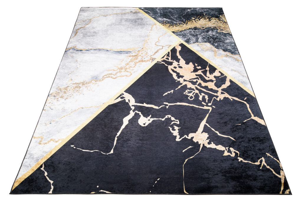 Vloerkleed Toscana Zwart Grijs Gouden Marmer