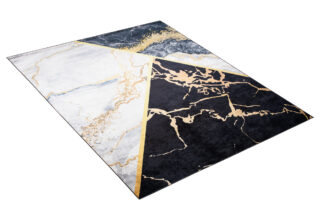 Vloerkleed Toscana Zwart Grijs Gouden Marmer