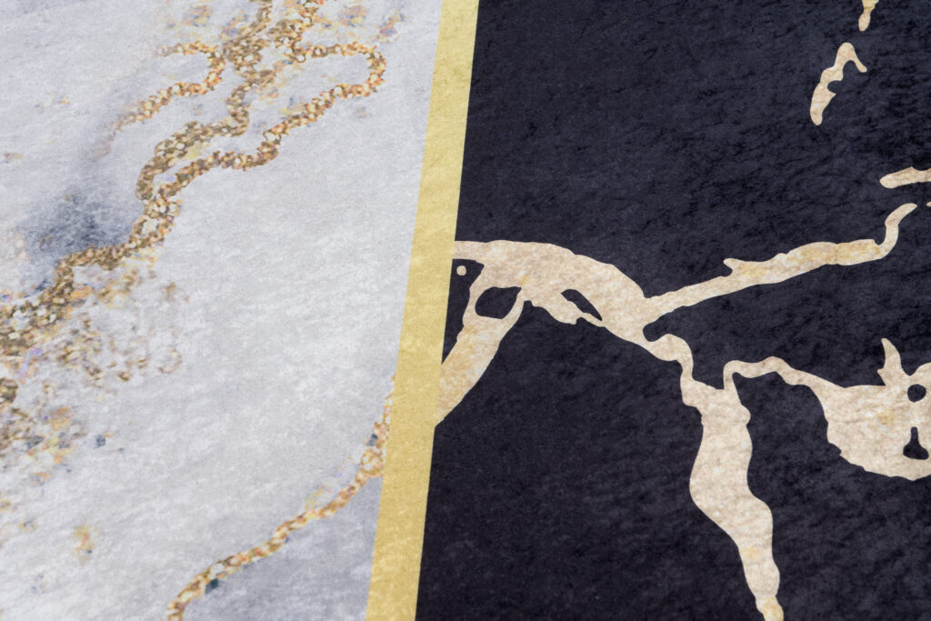 Vloerkleed Toscana Zwart Grijs Gouden Marmer