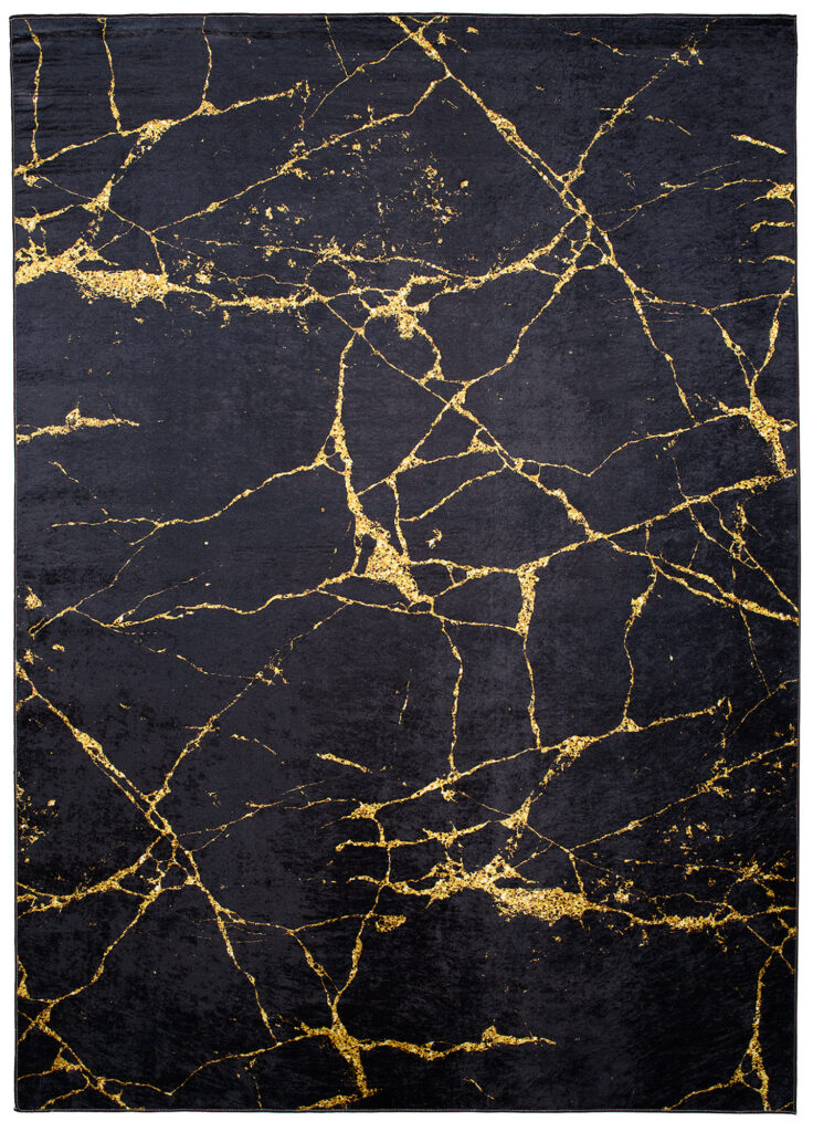 Vloerkleed Toscana Glamour Zwart Gouden Marmer