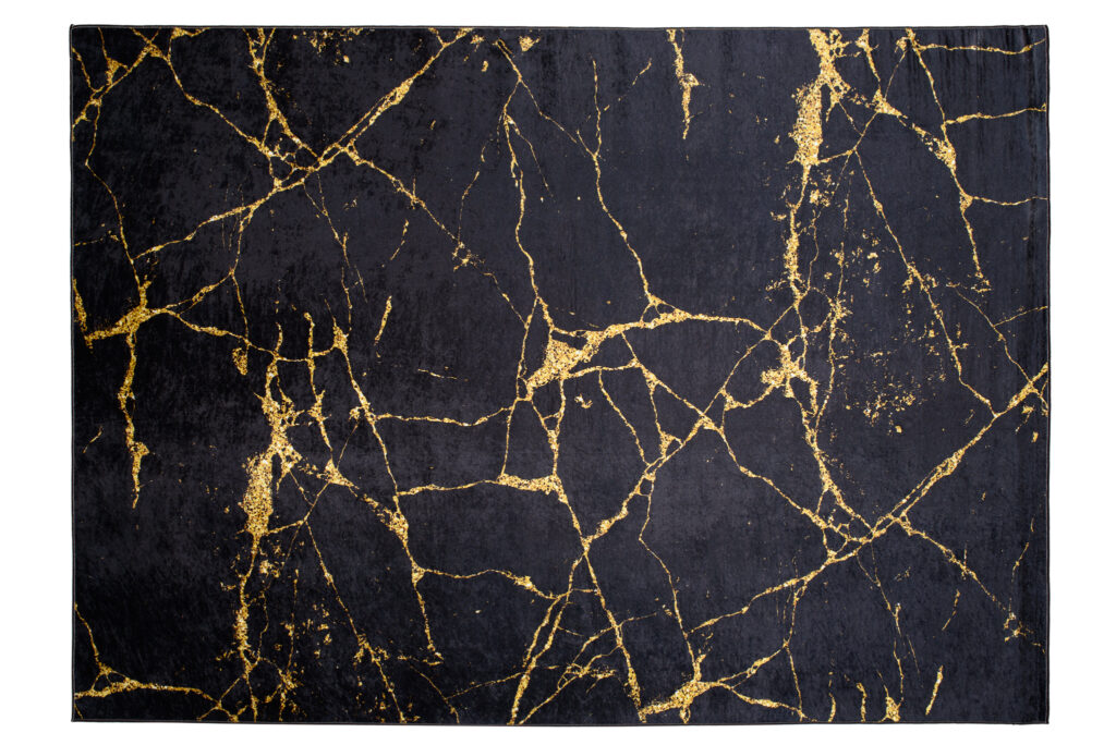 Vloerkleed Toscana Glamour Zwart Gouden Marmer