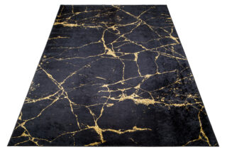 Vloerkleed Toscana Glamour Zwart Gouden Marmer