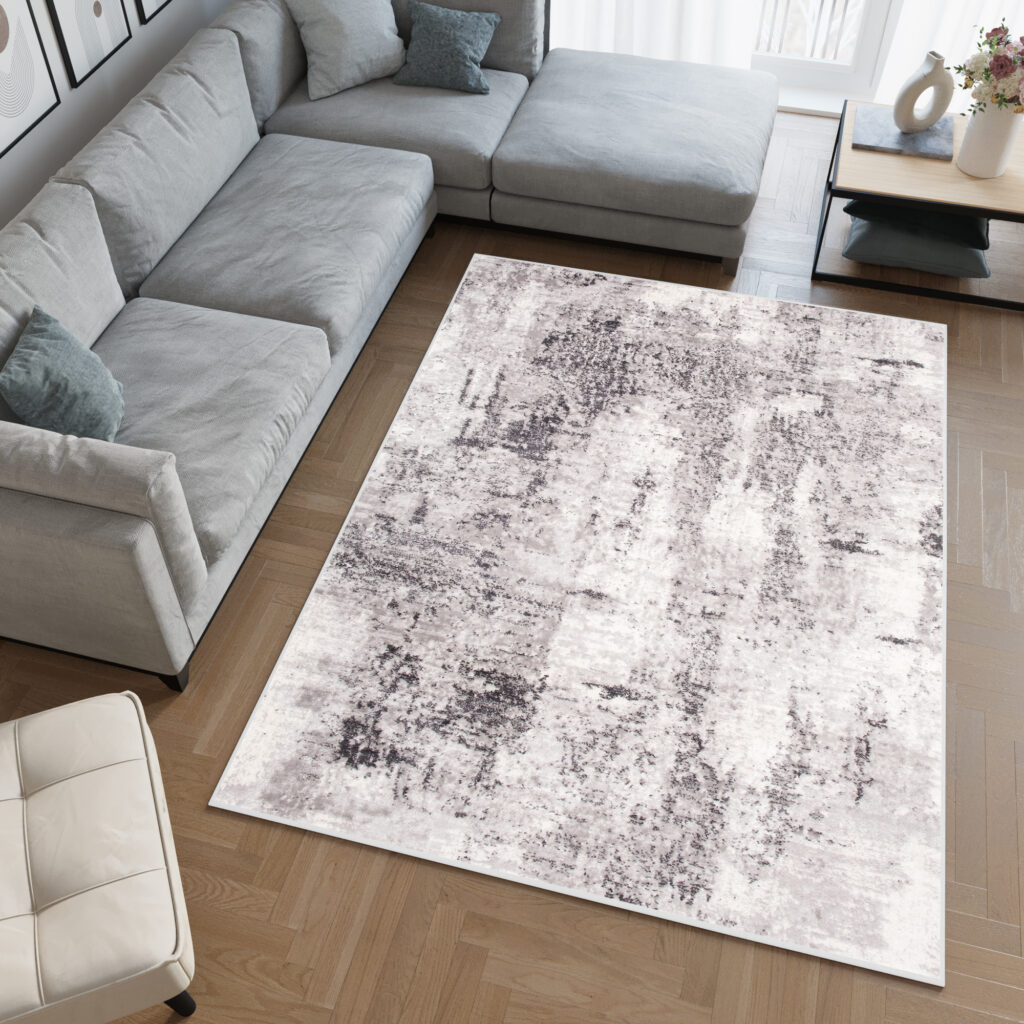 Vloerkleed Sky Grijs Abstract Vintage Gewreven
