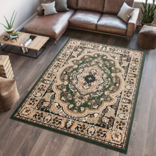 Vloerkleed Atlas Groen Beige Traditioneel Medaillon