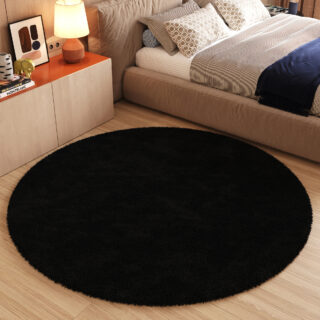 Vloerkleed Essence Rond Shaggy Monochroom Zwart