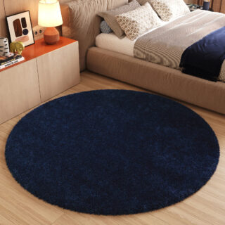 Vloerkleed Essence Rond Shaggy Monochroom Marineblauw