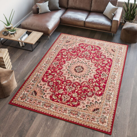 Vloerkleed Atlas Rood Traditioneel Rozet Frame