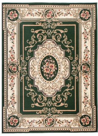 Vloerkleed Atlas Groen Creme Traditioneel Medaillon