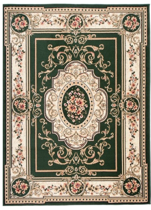 Vloerkleed Atlas Groen Creme Traditioneel Medaillon