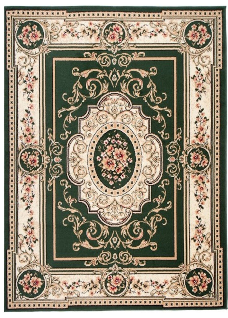 Vloerkleed Atlas Groen Creme Traditioneel Medaillon