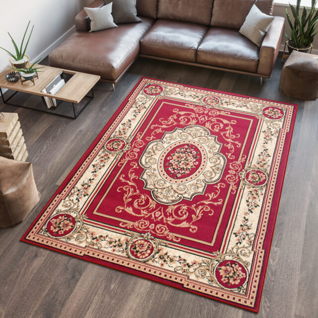 Vloerkleed Atlas Rood Creme Traditioneel Medaillon