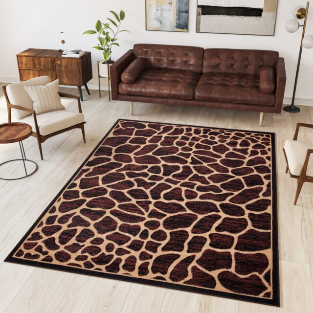 Vloerkleed Atlas Bruin Beige Dierenmotief Giraffe
