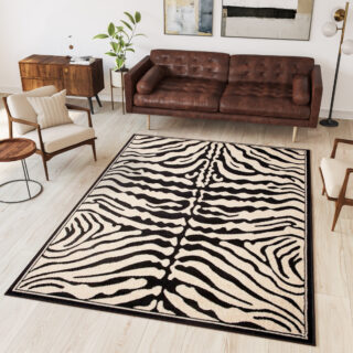 Vloerkleed Atlas Zwart Creme Dierenmotief Zebra