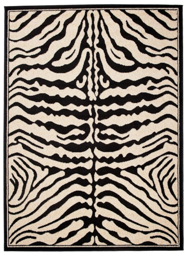 Vloerkleed Atlas Zwart Creme Dierenmotief Zebra