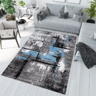 Vloerkleed Maya Grijs Blauw Gewreven