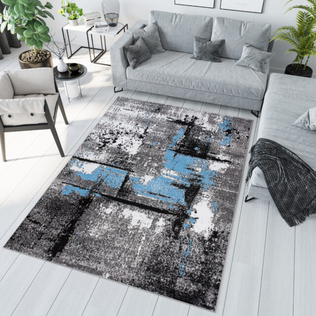 Vloerkleed Maya Grijs Blauw Gewreven