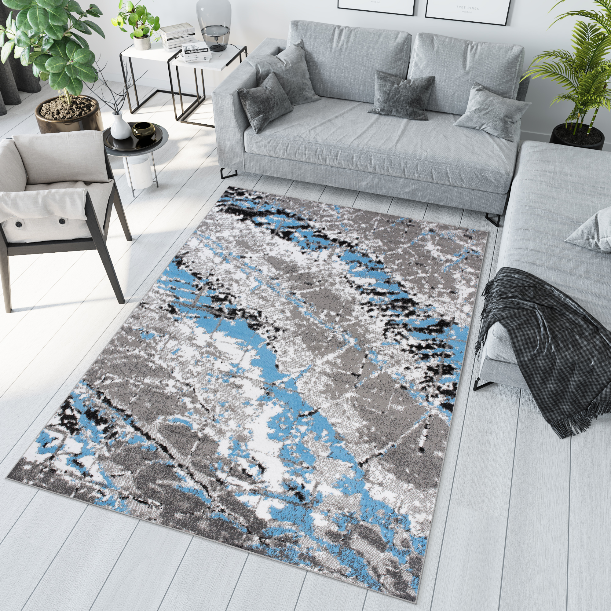 Vloerkleed Maya Grijs Blauw Modern