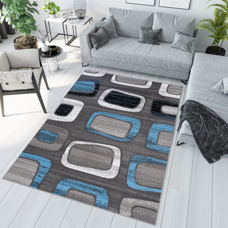 Vloerkleed Maya Blauw Grijs Geometrisch