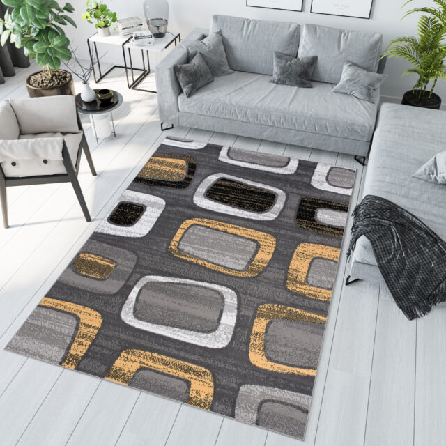 Vloerkleed Maya Geel Grijs Geometrisch