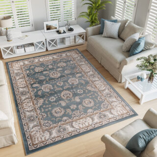 Vloerkleed Colorado Klassiek Blauw Beige Ornamenten