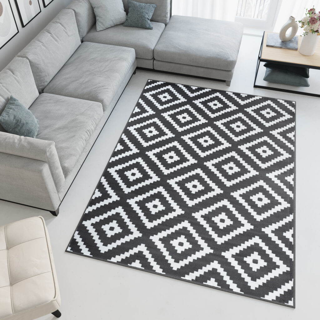 Vloerkleed Luxury Grijs Wit Geometrisch Diamant
