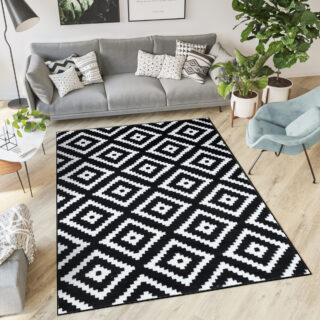 Vloerkleed Luxury Zwart Wit Geometrisch Diamant