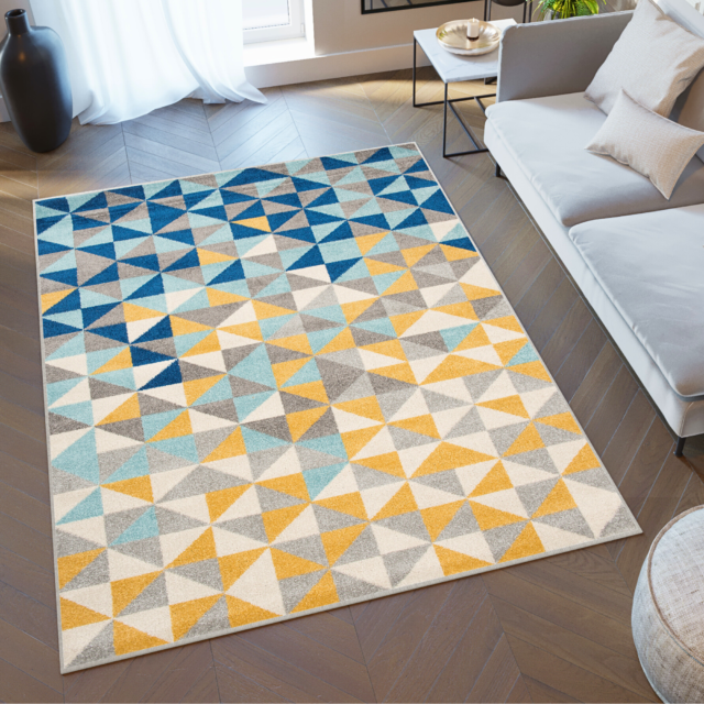 Vloerkleed Lazur Grijs Veelkleurig Geometrisch Kleine Driehoeken