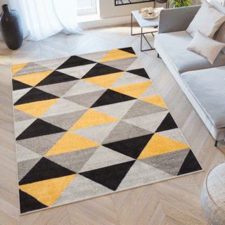 Vloerkleed Lazur Grijs Oranje Geometrisch Driehoeken
