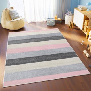 Vloerkleed Lazur Grijs Roze Geometrisch Lijnen