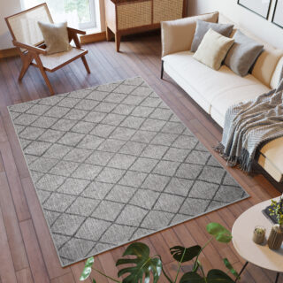 Vloerkleed Capri Grijs Indoor Outdoor Sisal Modern Geruit